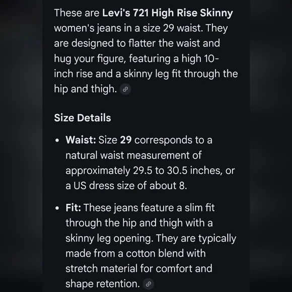 Levi's women's size29 721 high rise skinny Jeans - Picture 12 of 14